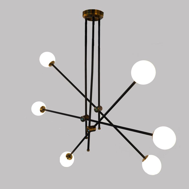 lámpara colgante 6 luces G9 Bolas Negras | Vidrio Dorado