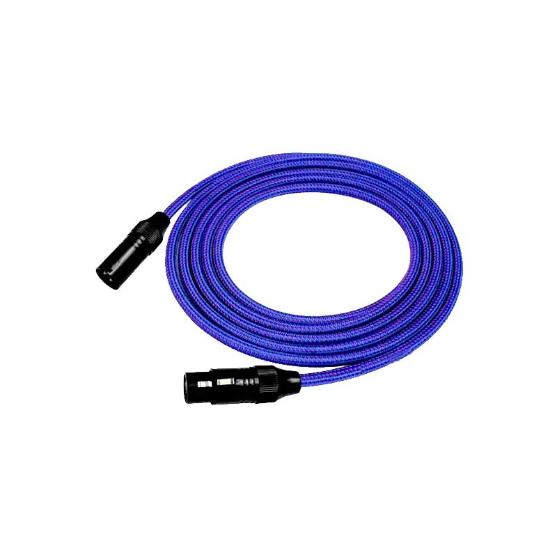2 Cavi Microfonici Kirlin 10 Ft (3m) XLR M-F Rivestito In Tessuto Blu - Confezione Doppia